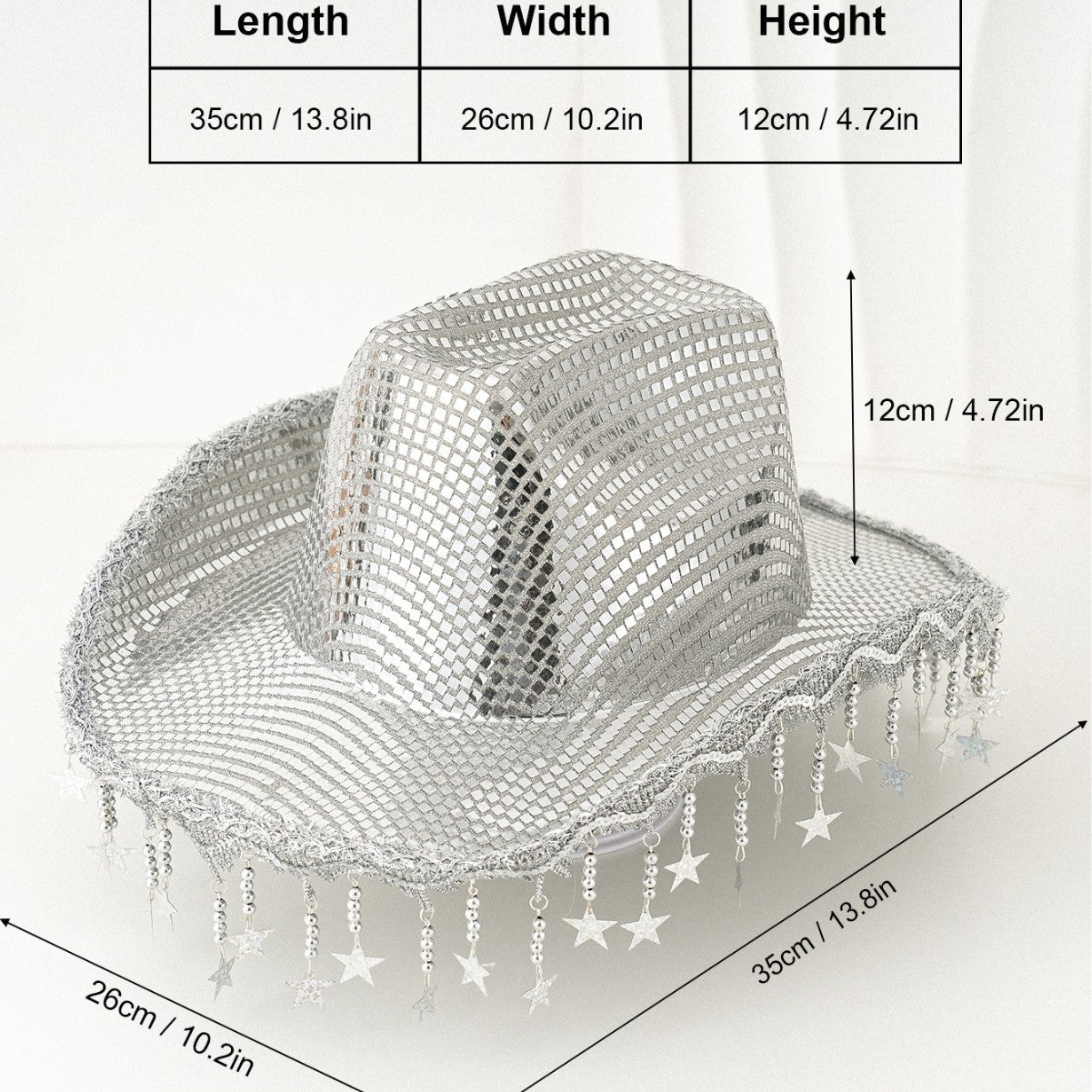 Western Cowboy Hat Sequined Tassel XINGX Design Floppy Hat