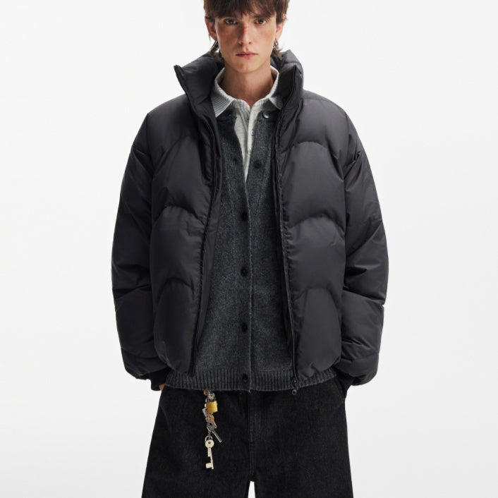 Stand Collar High Fill Down Jacket For Men, Winter Thickened Warmth