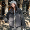 Wool Patchwork Warm Cotton-padded Coat