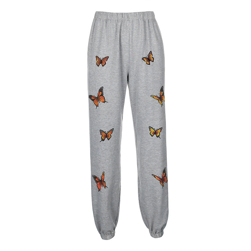 Printed high-waisted slim-fit fleece sweatpants