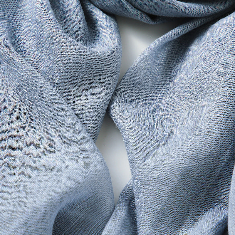 Artistic Sunscreen Solid Color Cotton And Linen Scarf
