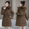 Large Fur Collar Coat Mid-length Thickened Cotton Jacket