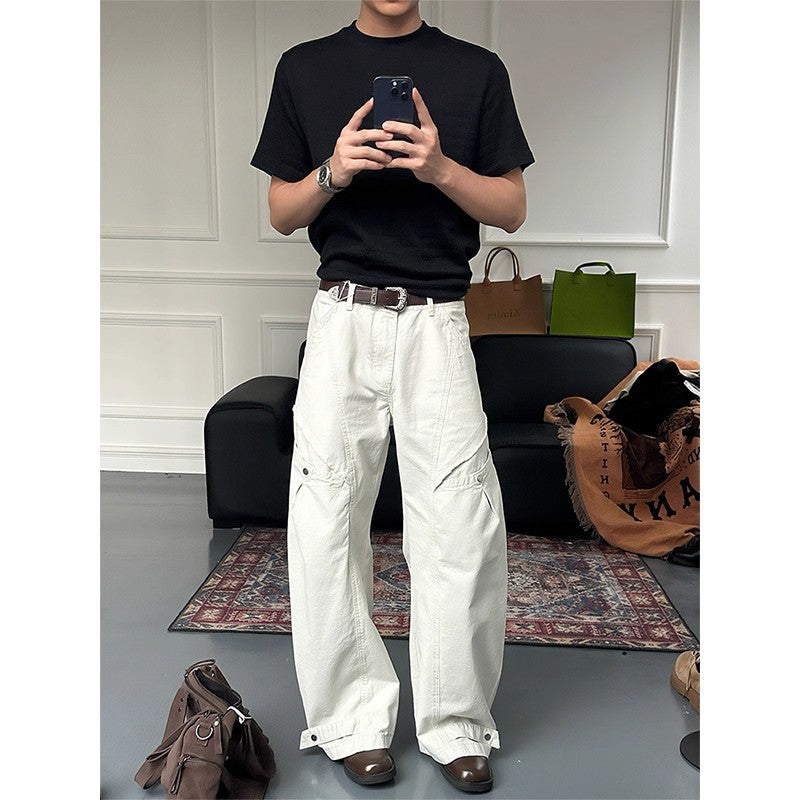 American-style Cutliff Pants Loose-fitting Wide-leg Casual Trousers