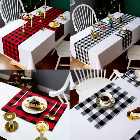 Red and black plaid table mat