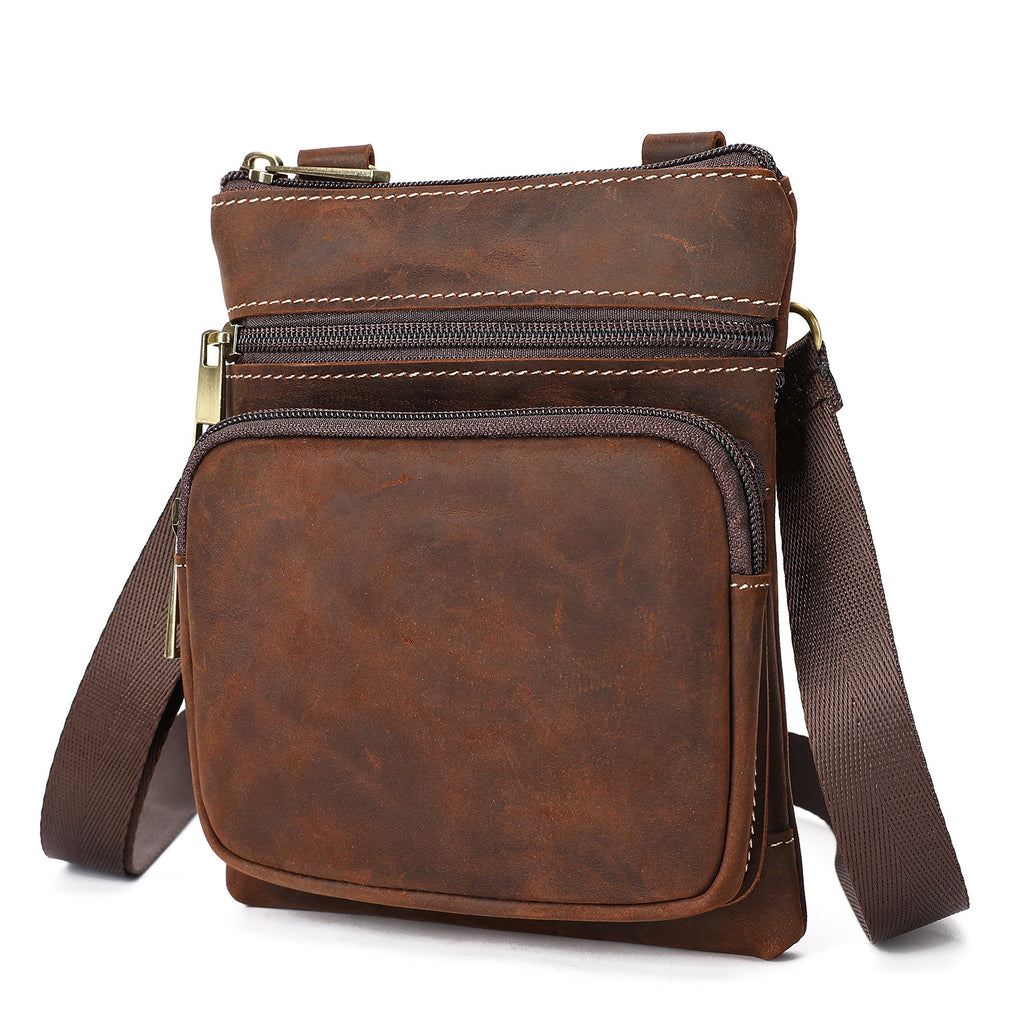 Crazy Horse Leather Outdoor Retro Leisure Crossbody Bag