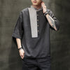 Cotton And Linen Casual Stitching Loose Half Sleeves