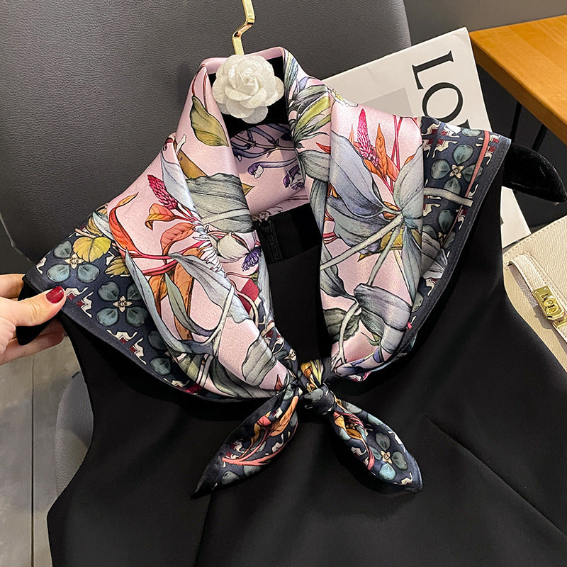 Women's Printed Silk Scarf Autumn And Winter Warm Scarf