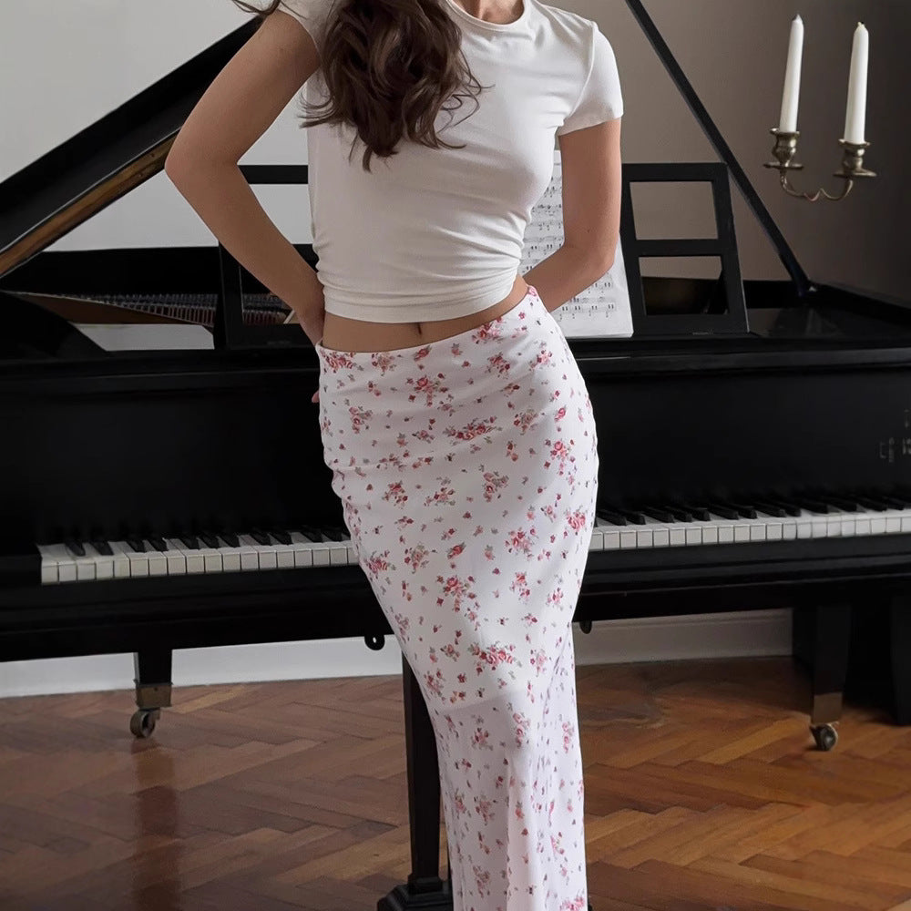 Printed, Figure-hugging Mermaid Midi Skirt