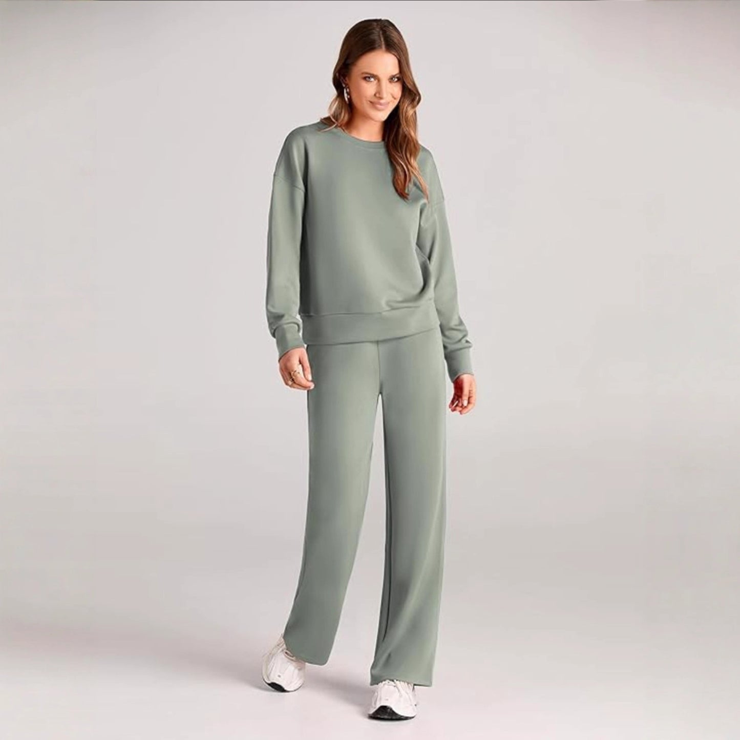 Casual Wide Leg Pocket Trousers Suit