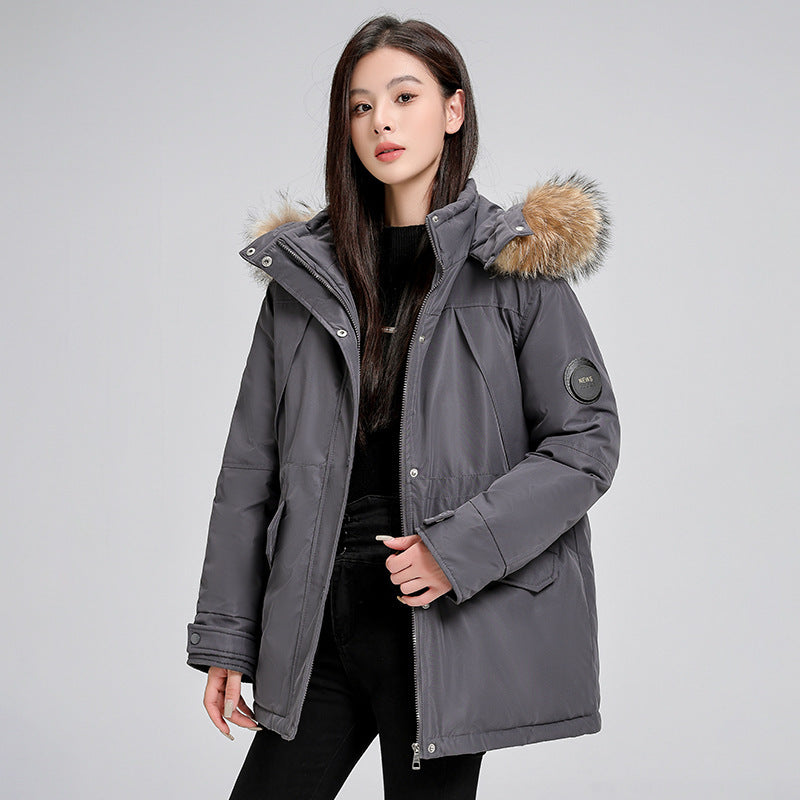 Mid-length Hooded Loose All-matching Thickened Cotton-padded Coat