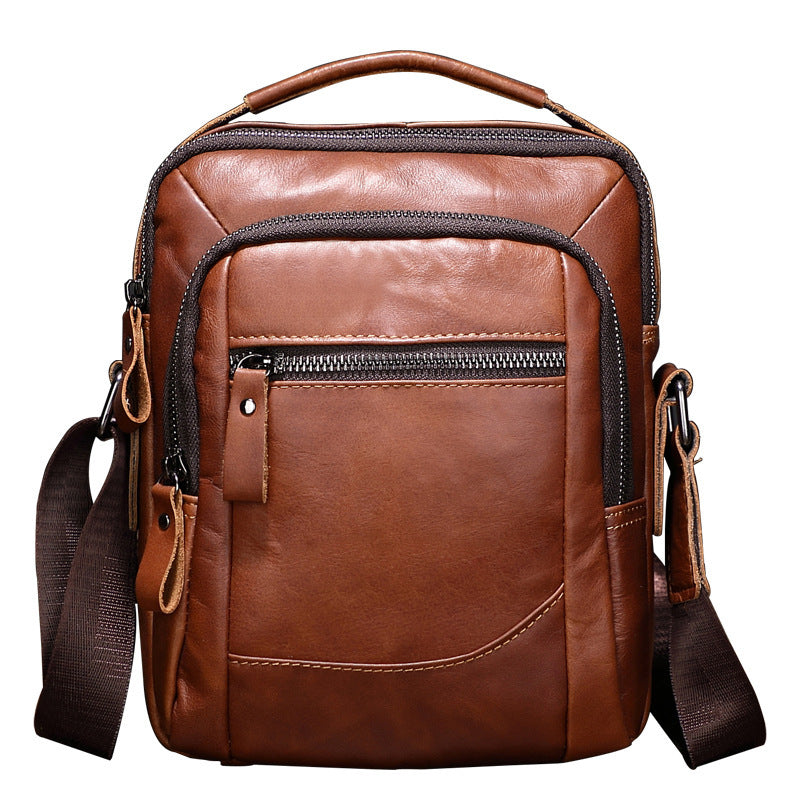 One Shoulder Genuine Leather Business Multifunction Men's Soft Leather Casual Messenger Bag