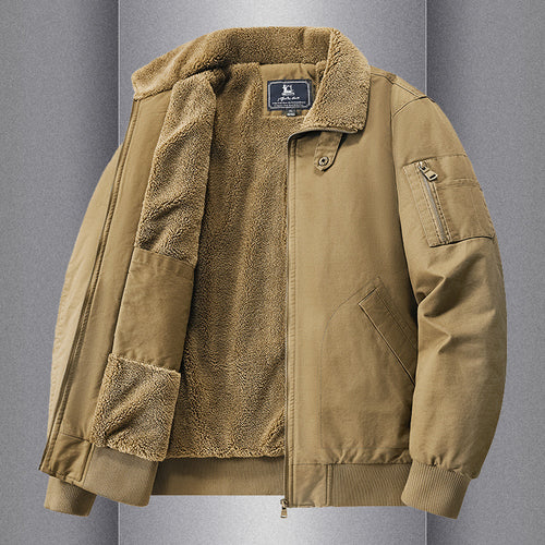 Warm And Loose Polo Collar Pure Cotton Workwear Jacket Casual Lambswool