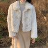 Lamb Fur Coat For Women Horn Button One-piece Loose