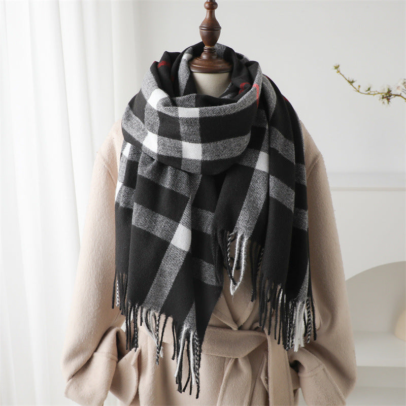 Cashmere-like Plaid Warm Shawl Scarf Unisex All-matching