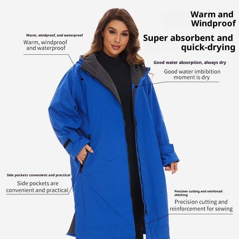 Surfing Diving Thickened Cape Windbreaker Outdoor Hot Spring Cold-proof Coat Bath Towel