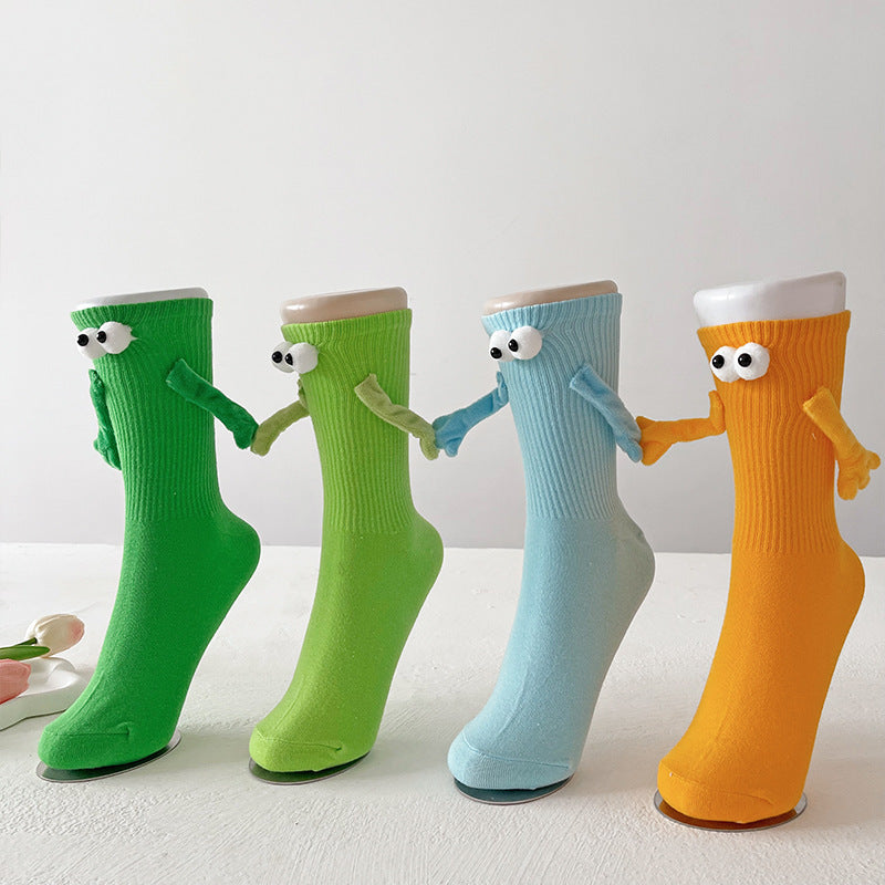 Cute Magnet Bunching Socks Women's Solid Color