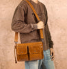 Genuine Leather Crossbody Bag For Men, Casual Shoulder Bag