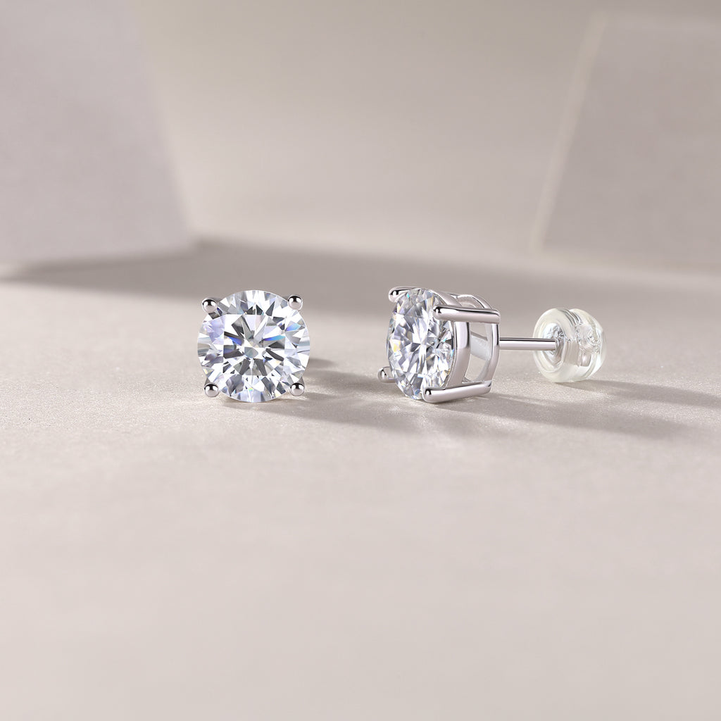 Pure Love - Earrings Set With Top-quality Moissanite S925 Silver And Platinum-plated Stud Earrings Are Fashionable And Trendy Accessories That Can Be Tested With A Diamond Pen