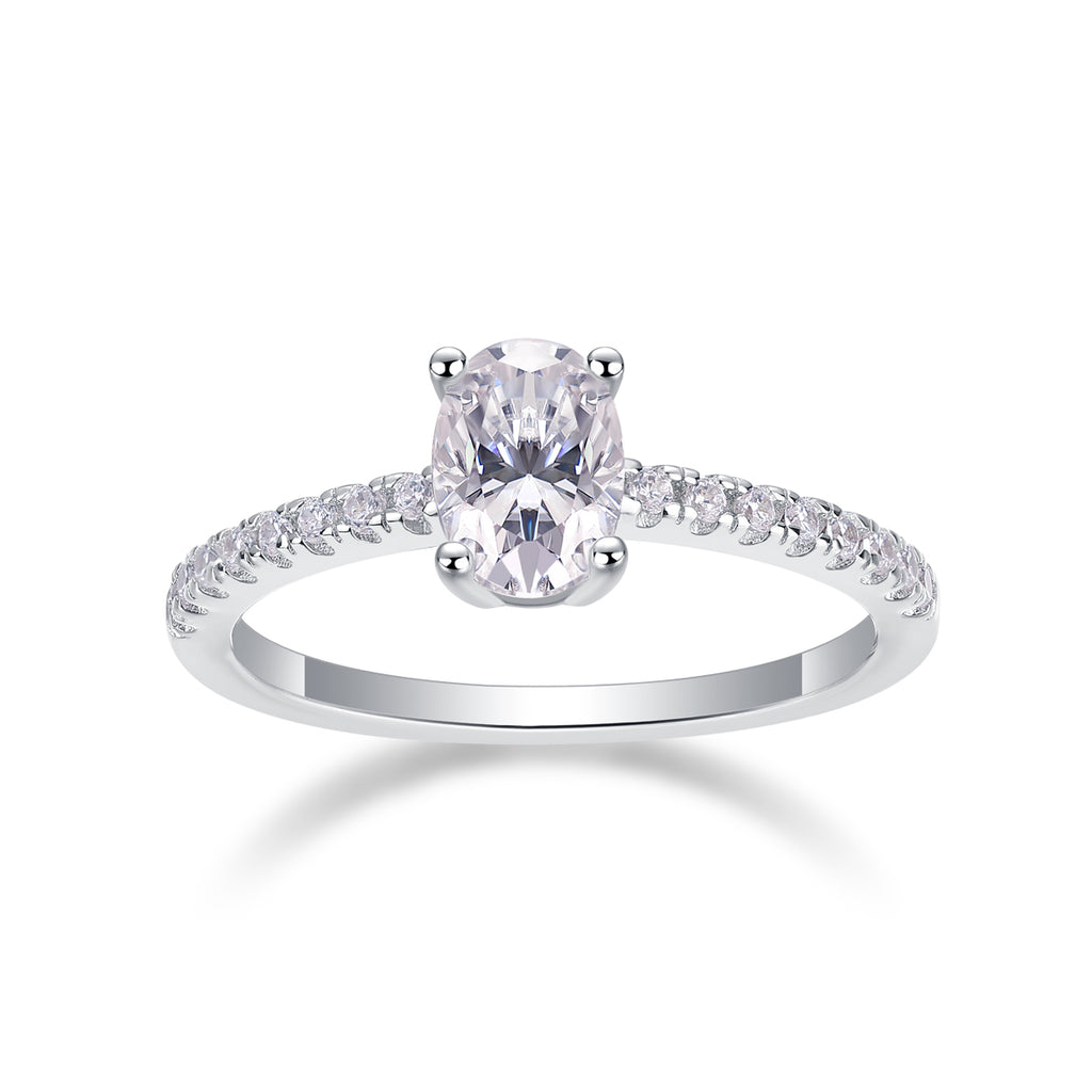 Pleasure - A Wedding Ring Set With Top-quality Moissanite S925 Silver And Platinum-plated Diamond Can Be Inspected With A Diamond Pen