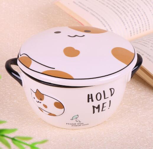 The new cartoonpottery and porcelain bowl creative tableware instant noodles household instant noodle bowl lunch box factory wholesale
