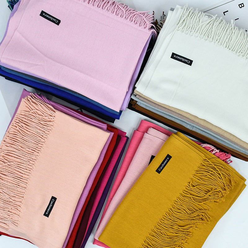 Women's Solid Color Scarf Tassel Scarf