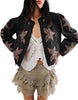 Washed Cotton Maple Leaf Affixed Cloth Embroidered Women's Coat Cotton-padded Jacket