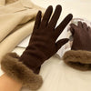 قفازات دافئة للنساء لفصلي الخريف والشتاء، مناسبة لركوب الدراجات والقيادة، مصنوعة من قماش درالون طويل.