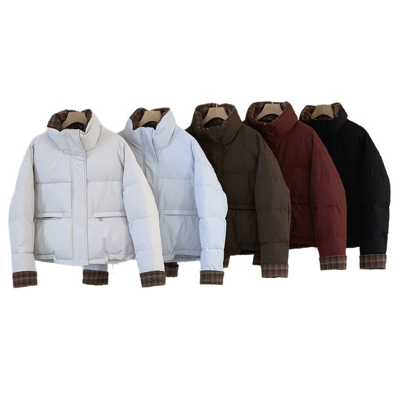 Patchwork Loose Casual Stand Collar Temperament Cotton-padded Jacket