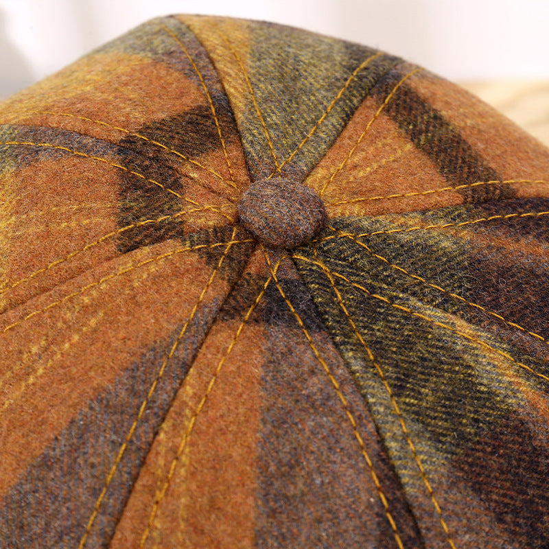 Fashion New Woolen Octagonal Hat Women