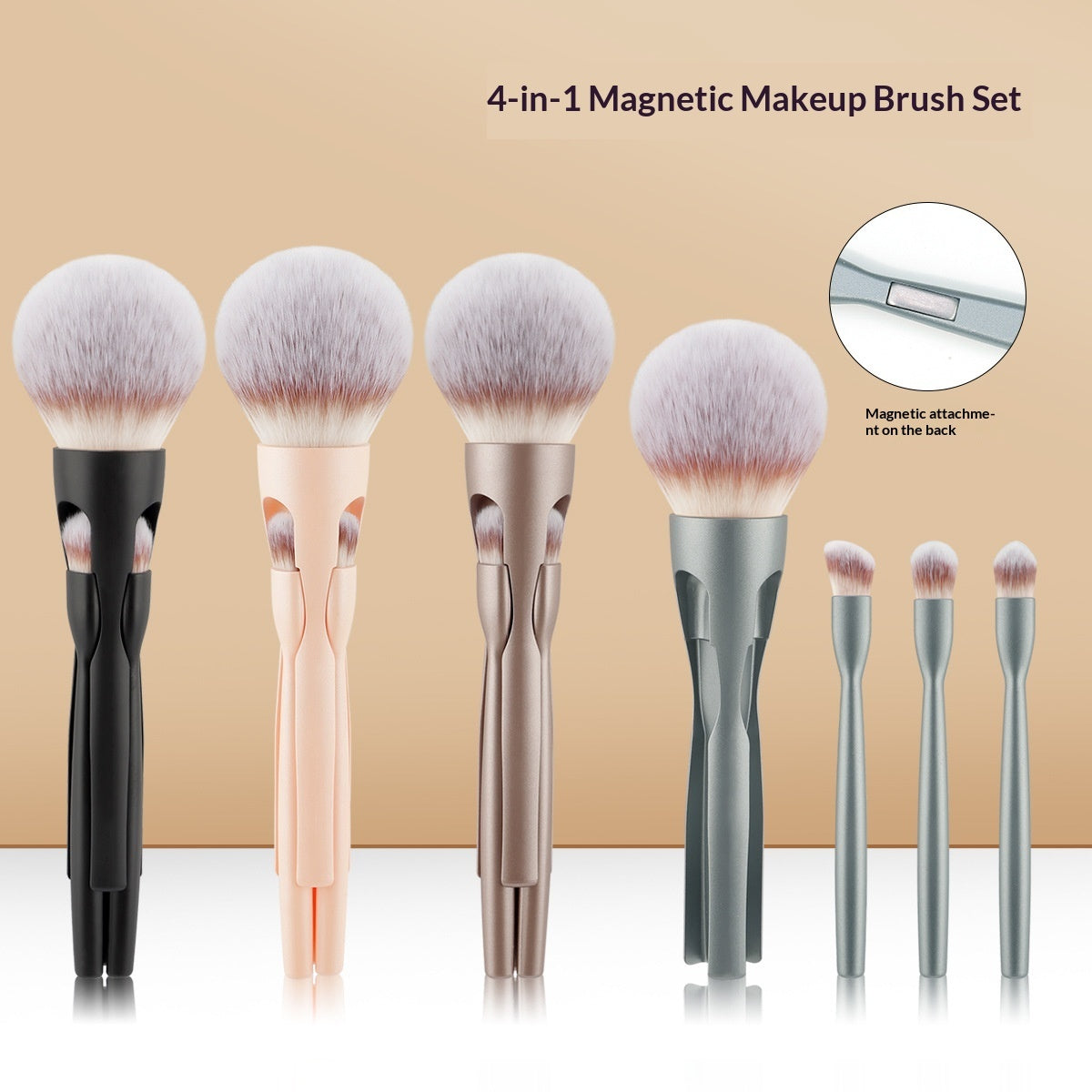 4-in-1 Magnetic Makeup Brush For Loose Powder And Eyeshadow