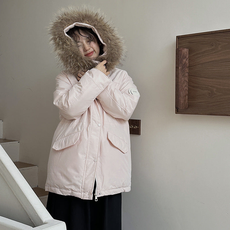 Mid-length Hooded Loose All-matching Thickened Cotton-padded Coat