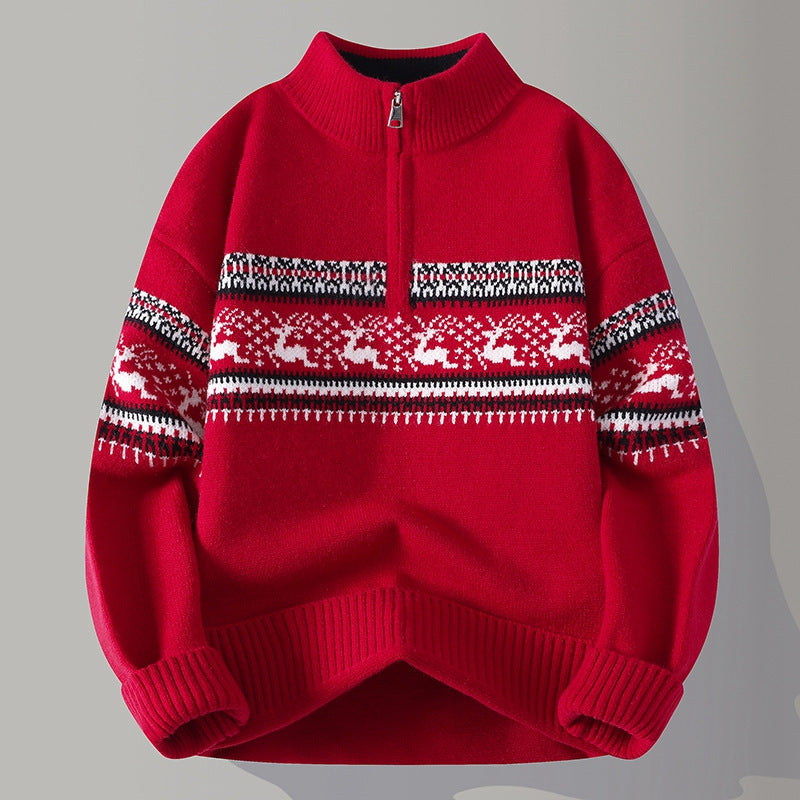 Men's Knitted Sweater Autumn Fashion Stand-Up Collar Pullover