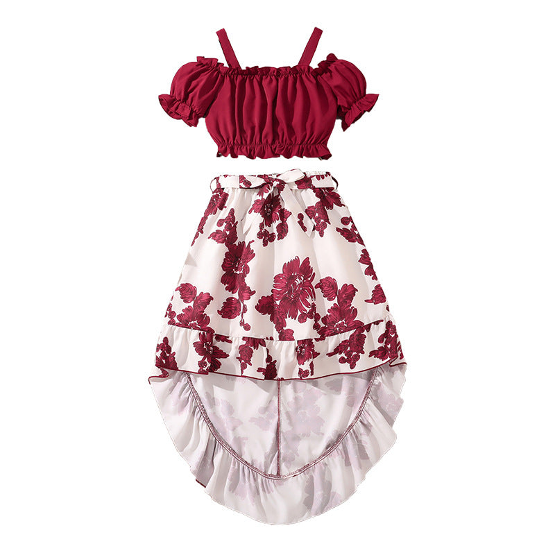 Girls Retro Printing Fashion Unique Two-piece Set