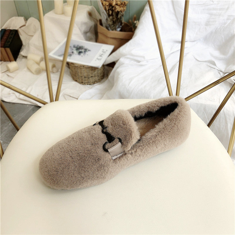 Mid Heel Round Toe Flat Peas Shoes