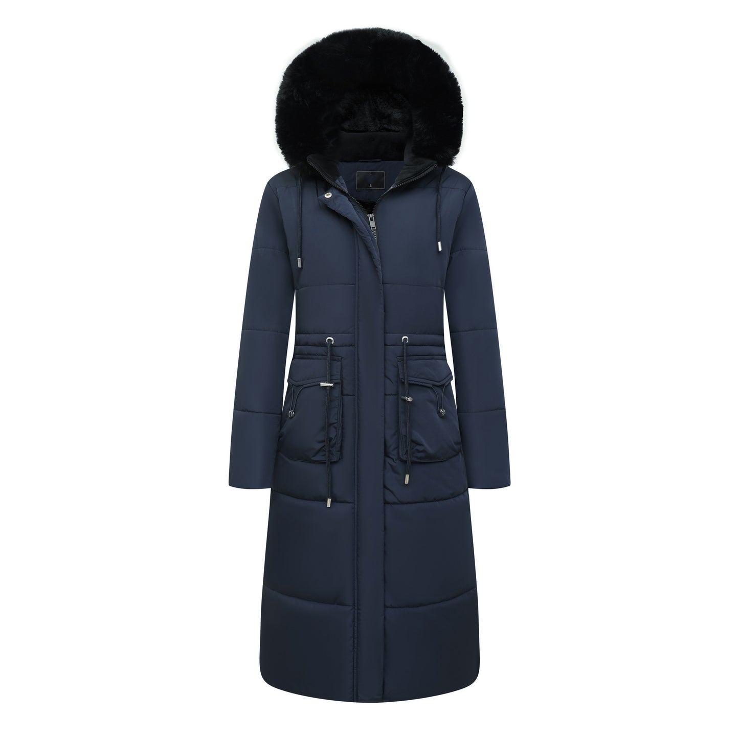 Women's Cotton Jacket Drawstring Cinched Hoodie Fleece-lined Warm