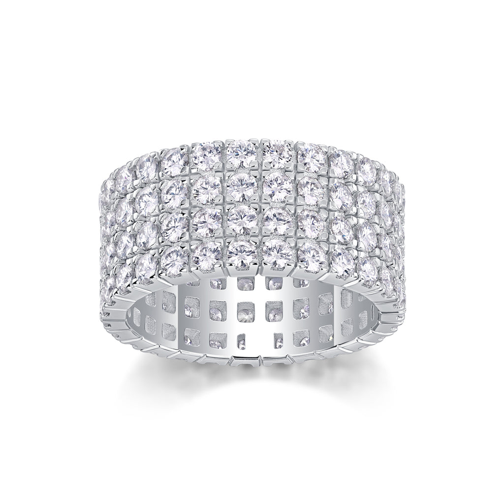 Sparkling And Brilliant - A Wedding Ring Set With Top-quality Moissanite S925 Silver And Platinum-plated Diamond. The Ring Can Be Inspected With A Diamond Pen