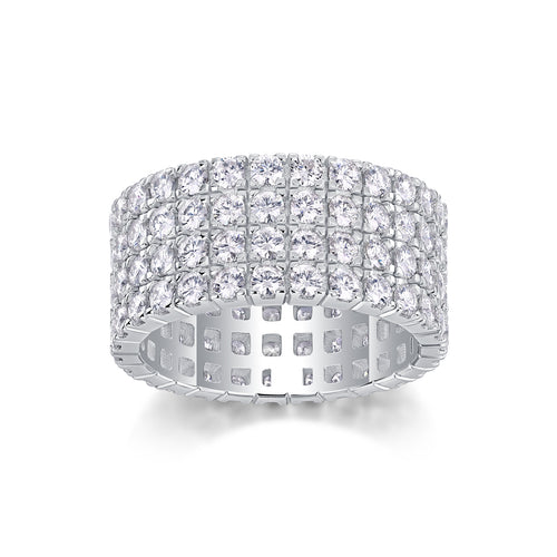 Sparkling And Brilliant - A Wedding Ring Set With Top-quality Moissanite S925 Silver And Platinum-plated Diamond. The Ring Can Be Inspected With A Diamond Pen