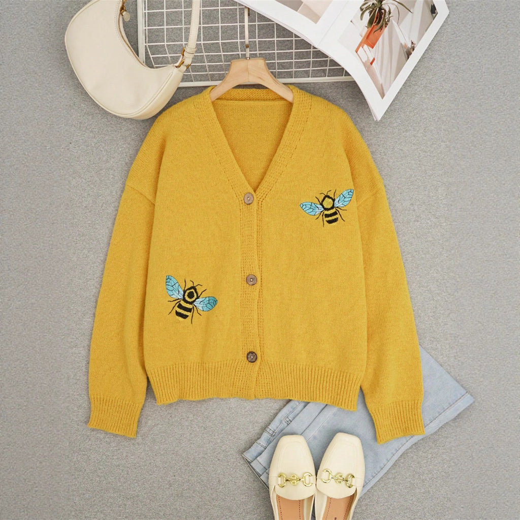 Animal Pattern Design Knitted Cardigan Sweater