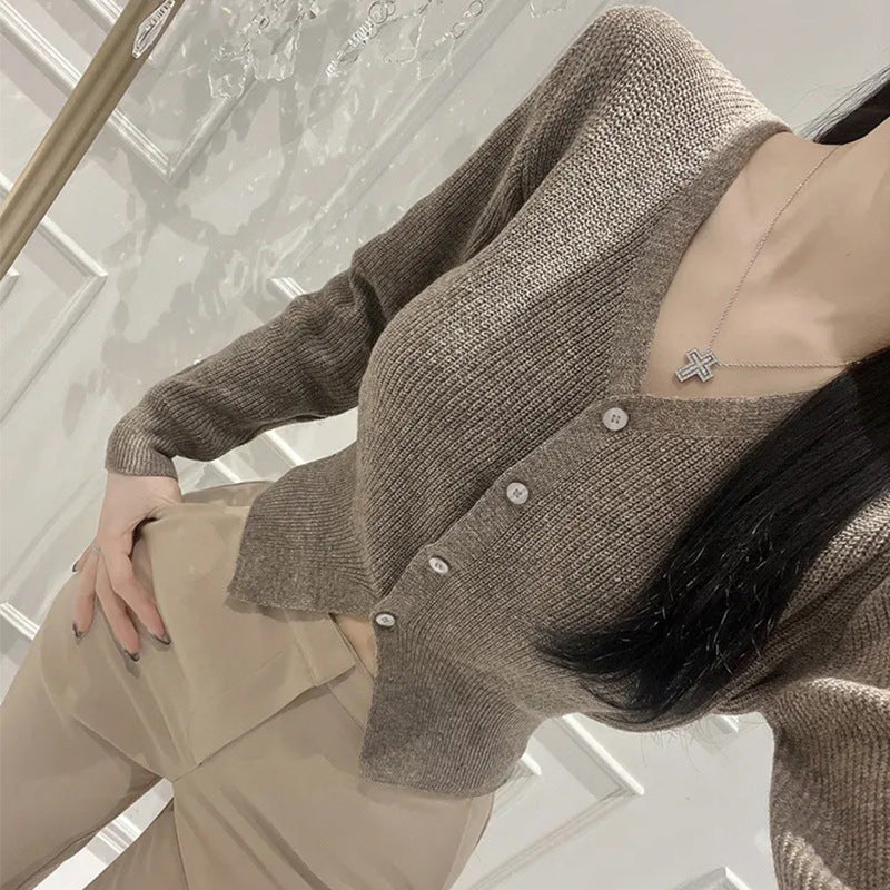 Temperament Waist-cinching V-neck Versatile Comfortable Long-sleeved Jacket For Women