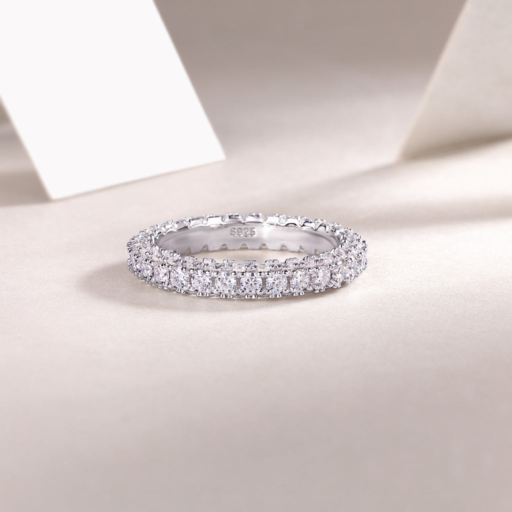 Pond Moonlight - A Wedding Ring Set With Top-quality Moissanite S925 Silver And Platinum-plated Diamond. The Ring Can Be Inspected With A Diamond Pen
