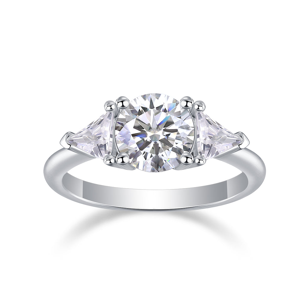 Ocean Diamond - Set With 2-carat Top-quality Moissanite S925 Silver And Gold-plated Diamond Wedding Ring. The Ring Can Be Inspected With A Diamond Pen