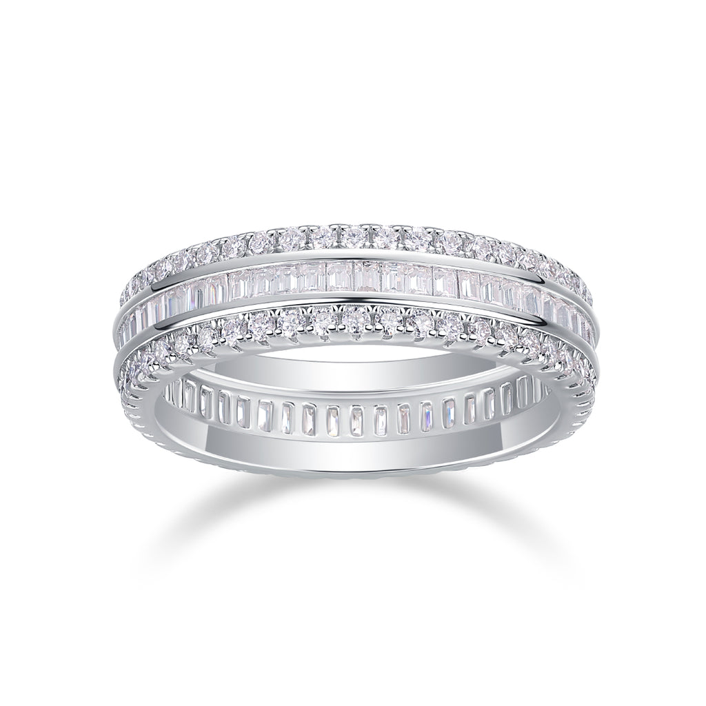 Parallel Universe - A Wedding Ring Set With Top-quality Moissanite S925 Silver And Platinum-plated Diamond Can Be Tested With A Diamond Pen
