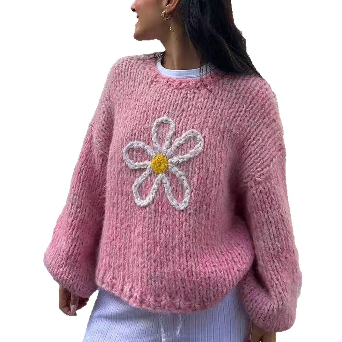 Woolen Long Sleeve T-shirt Coat For Women