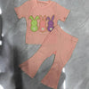 Baby Girl Cotton Short Sleeve Bell-bottom Pants Rabbit Embroidery Set