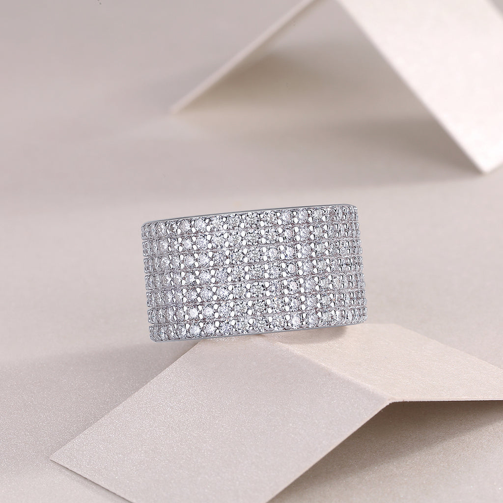 Starry River - A Wedding Ring Set With Top-quality Moissanite S925 Silver And Platinum-plated Diamond Can Be Tested With A Diamond Pen