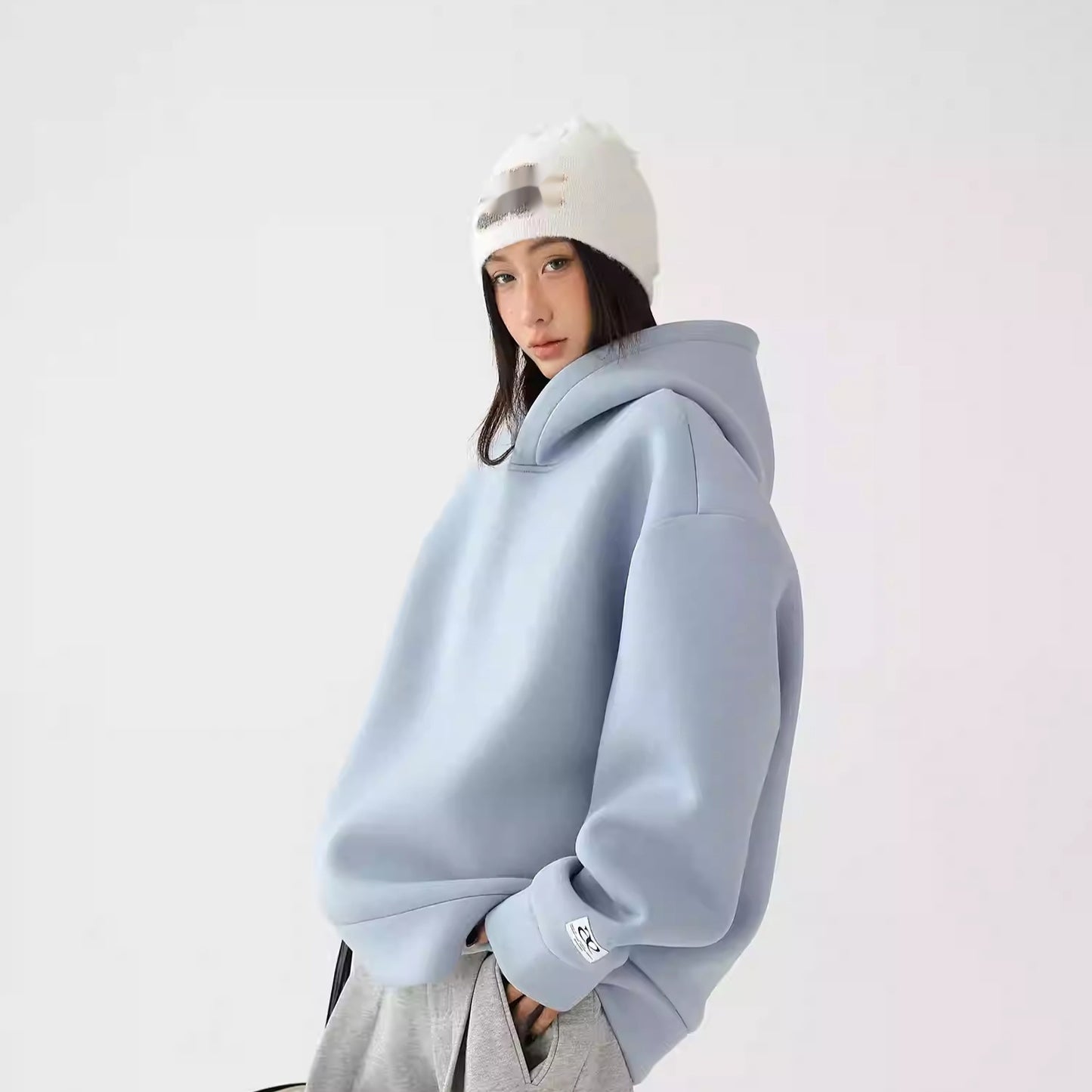 Thickened Air Layer Hooded American High Street Loose-fitting Sweatshirt