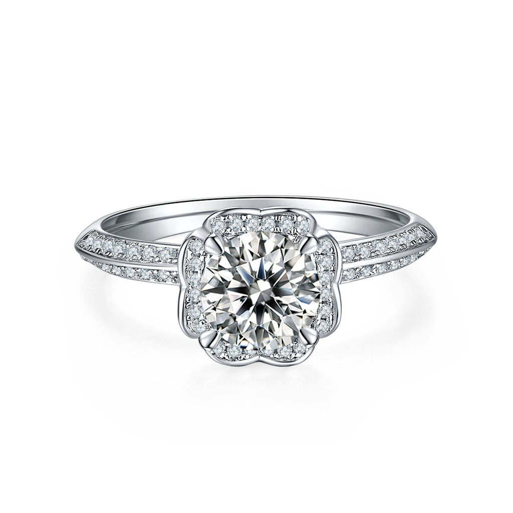 Snow Shadow Notes - A Wedding Ring Set With 1-carat Top-quality Moissanite S925 Silver And Platinum-plated Diamond. The Ring Can Be Inspected With A Diamond Pen