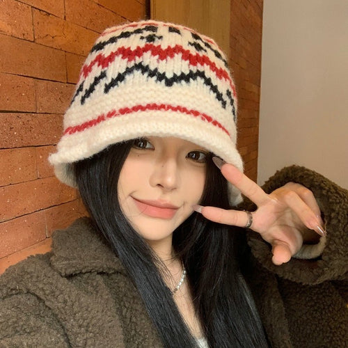 Knitted Pattern Hand-woven Woolen Cap