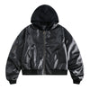 Hooded PU Leather Workwear Jacket For Men