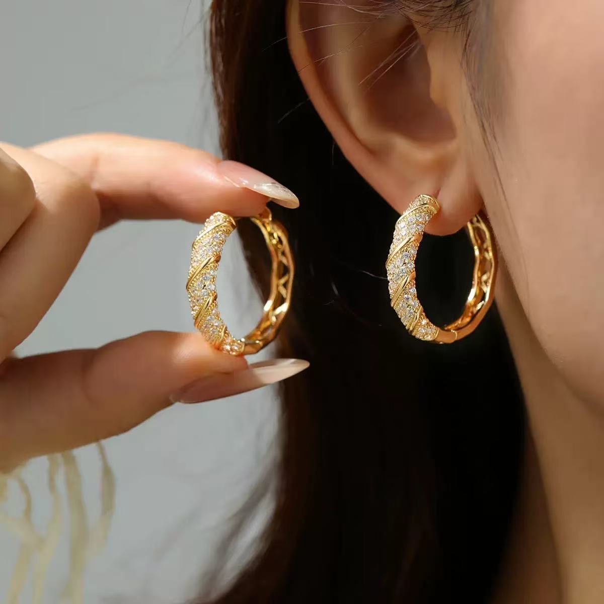 Cross-border Best-selling Full-diamond Earrings For Women